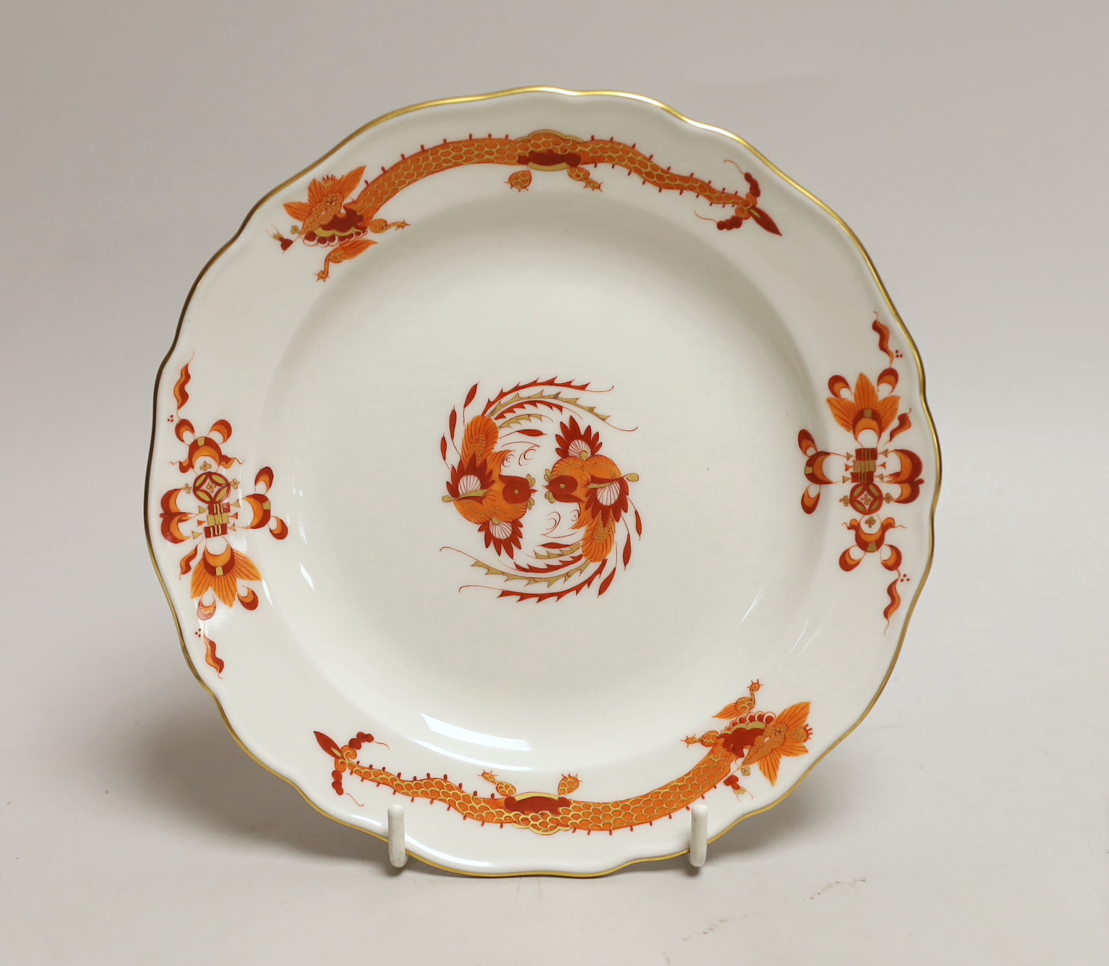 Four Meissen porcelain items including a plate, two small outside decorated dishes and a miniature lidded pot, plate 18cm